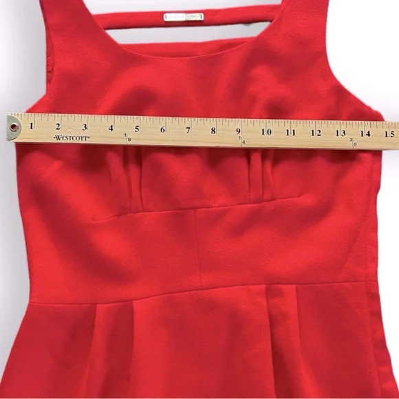 Leoffler Randall Ladder Back Wool Sheath Dress Size 4 Orange Red - Picture 3 of 7